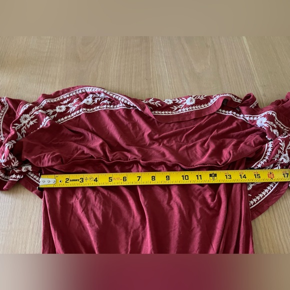 American Eagle|SOFT Burgundy Floral Embroidered Romper, Off the Shoulder•••NWT - Picture 11 of 13